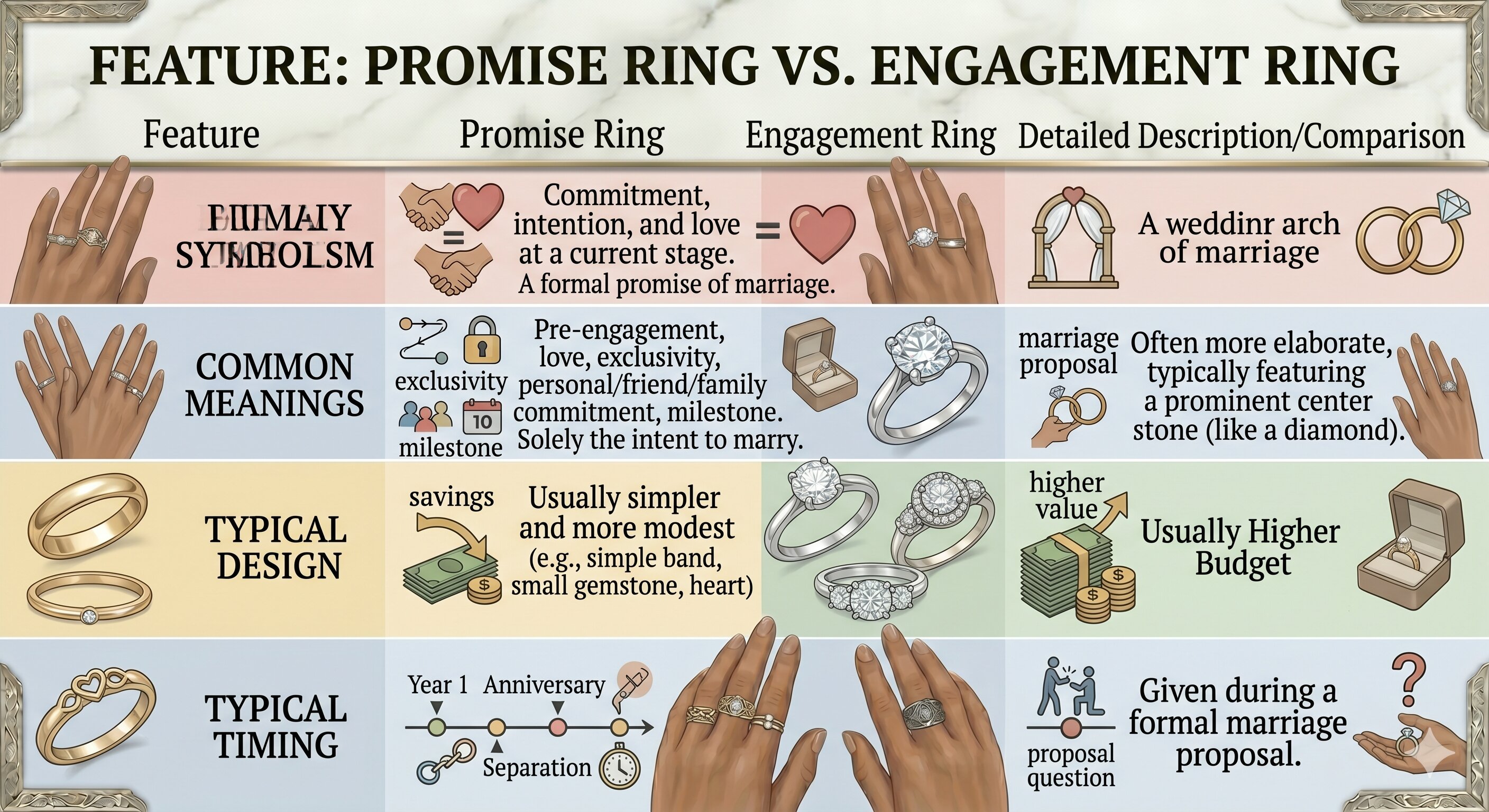 promise ring Vs engagement ring